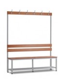 Kleedkamerbank/ Zitbank met schoenrooster 6 kledinghaken 160 x 189/45 x 35|VDB Kantoortotaal