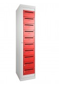Postkast MBC 10 deuren Grijs/Rood|VDB Kantoortotaal