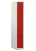 Locker 4 deurs grijs rood