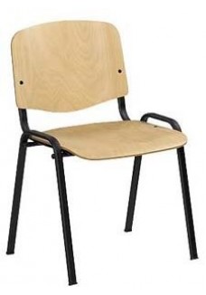 Kantinestoel hout met zwart frame|VDB Kantoortotaal