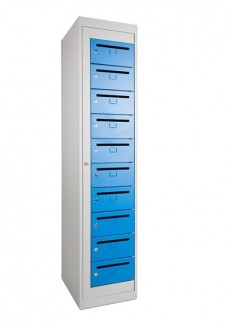 Postkast MBC 10 deuren Grijs/Blauw|VDB Kantoortotaal