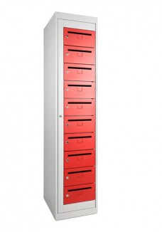 Postkast MBC 10 deuren Grijs/Rood|VDB Kantoortotaal