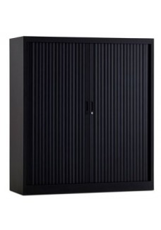 Roldeurkast 135 cm zwart 3 legborden.