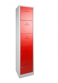 Lockerkast SHC 5 deurs Grijs/Rood|VDB Kantoortotaal