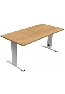 Hoogte verstelbaar bureau 120 x 80 melamineblad T poot onderstel|VDB Kantoortotaal