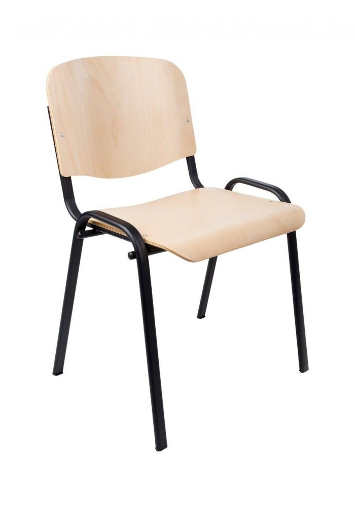 Kantinestoel hout met zwart frame|VDB Kantoortotaal