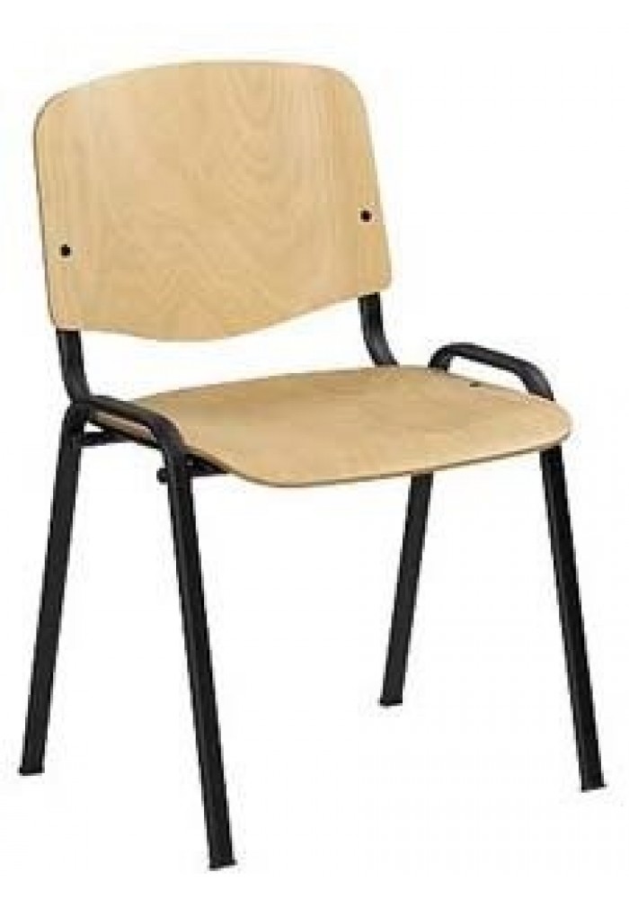 Kantinestoel hout met zwart frame|VDB Kantoortotaal