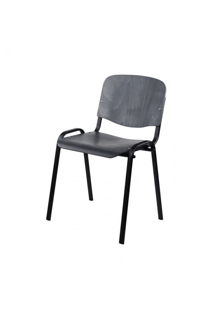ISO Kantine/vergaderstoel hout  DONKER GRIJS|VDB Kantoortotaal