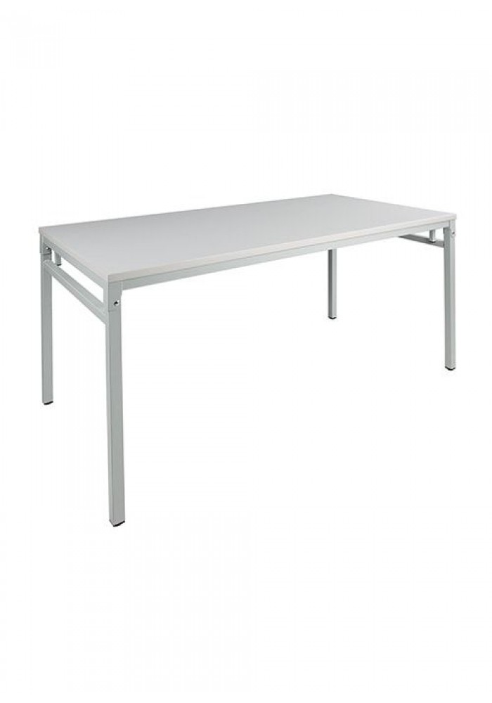 Vouw (kantine) tafel met een inklapbaar 4 -poots grijs onderstel en een grijs melamineblad|VDB Kantoortotaal