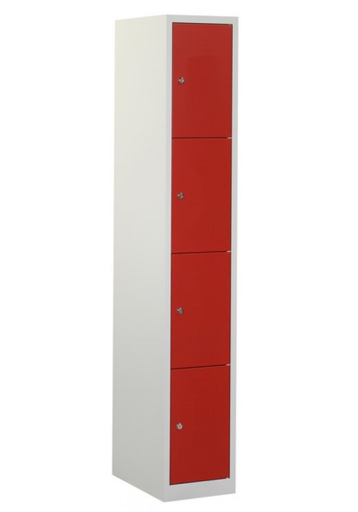 Locker 4 deurs grijs rood