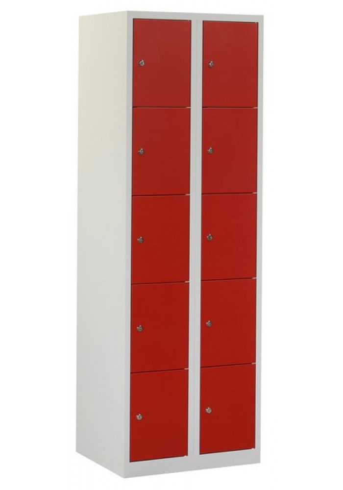 Lockerkast 10 deurs grijs/rood|VDB Kantoortotaal
