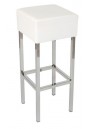 Cube Barkruk Wit Semi leder en Chroom Frame  Uit voorraad leverbaar 