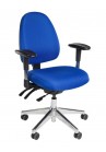 Bureaustoel Novara Blauw met schuifzitting en chroom voetkruis incl armleggers|VDB Kantoortotaal